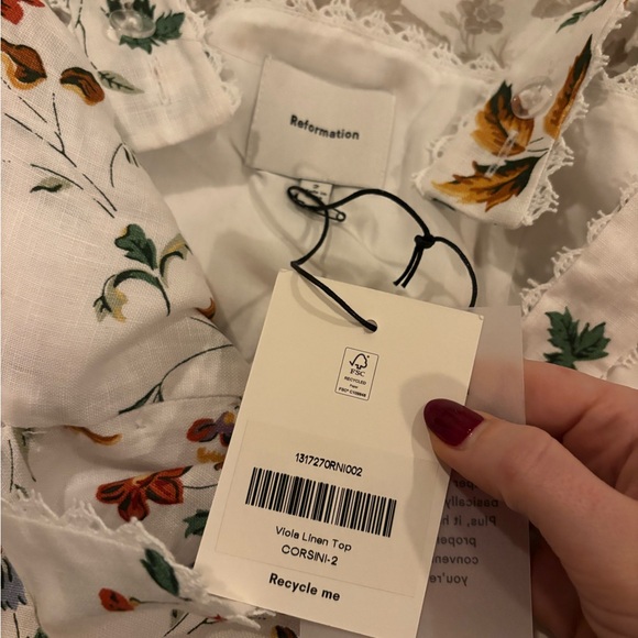 NWT Reformation Linen Viola Top in Corsini - Picture 3 of 3